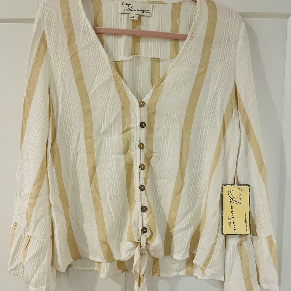 Vintage Havana | NWT Women’s Bell Sleeve Striped Blouse | size Small